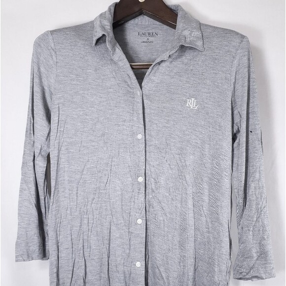 lauren ralph lauren sleep pajama button up shirt size small top only - Picture 1 of 6